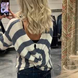 Striped Twist Back Sweater